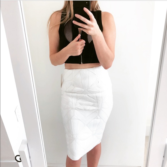 NWT Tobi white stretchy sequin midi pencil skirt - Picture 6 of 7
